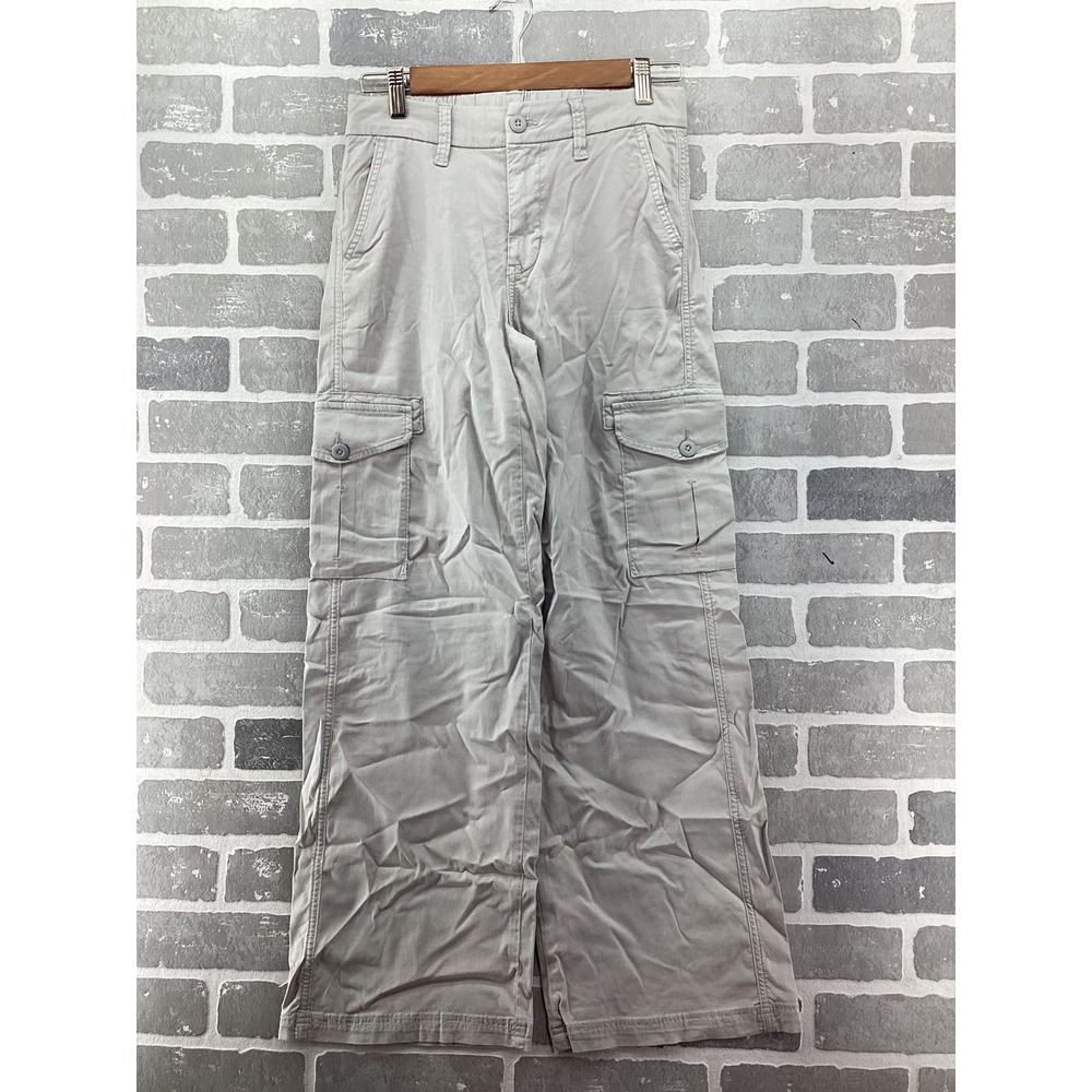 American Eagle Gray Wide Leg Cargo Pants Women Size 00 Utility Mid Rise